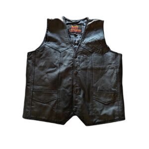 Hot Leathers biker snap front leather vest  Sz 42  (Unisex)
